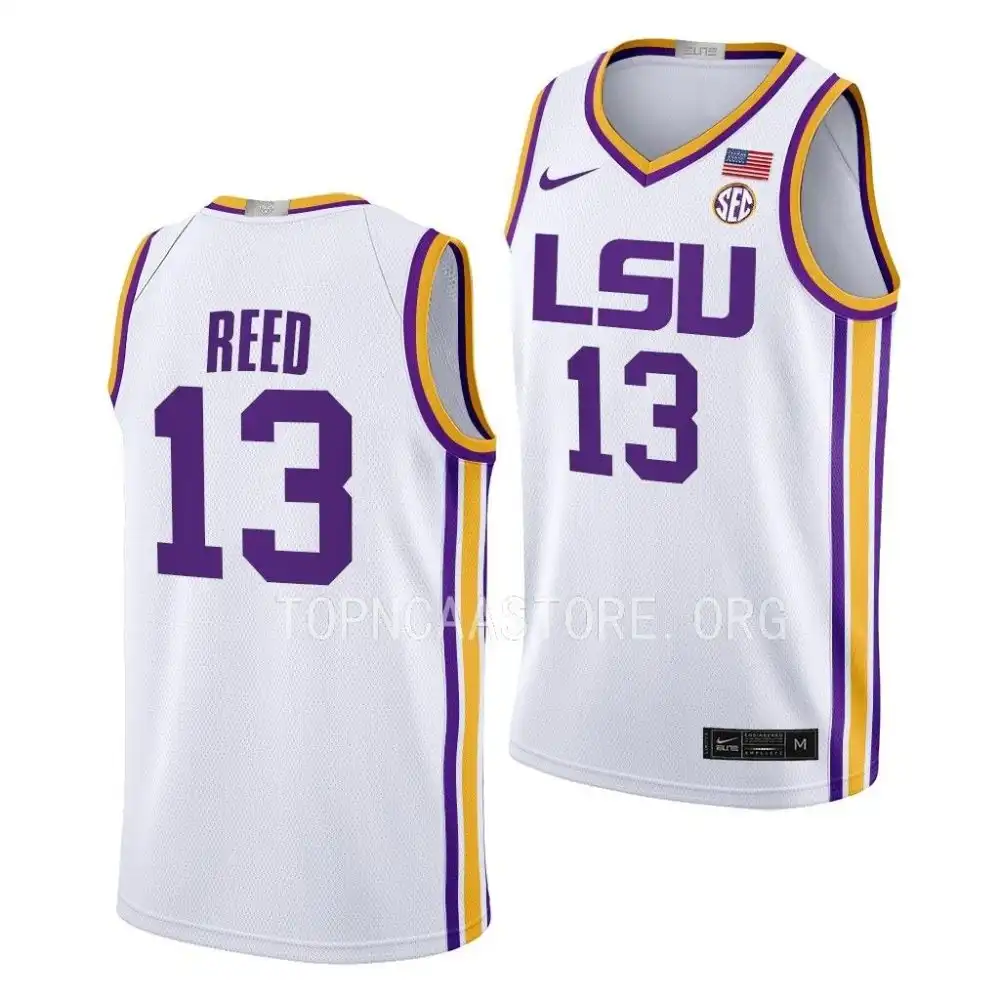 Men's LSU Tigers Jalen Reed #13 White Limited 2022-23 NCAA Basketball Jersey